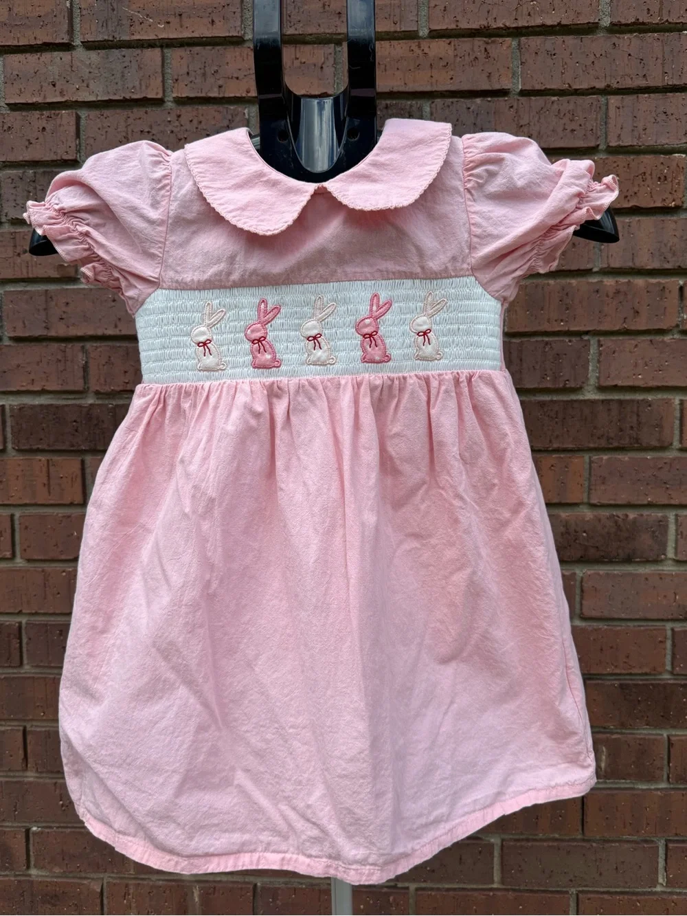 Marie Nicole Easter Smocked Dress Pink Bunny Rabbit Toddler Size Large 4T Spring